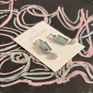 Elegant Silver Sea GlassGreen & pearl Earrings RESTOCKED